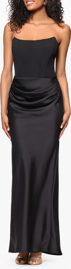 Strapless Scuba & Charmeuse Gown | Nordstrom