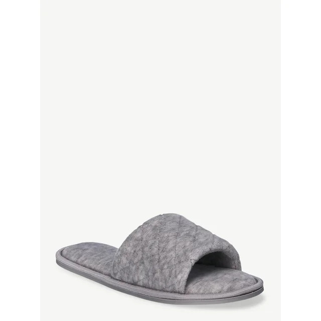 Joyspun Women's Quilted Velvet Single Band Slide Slippers | Walmart (US)