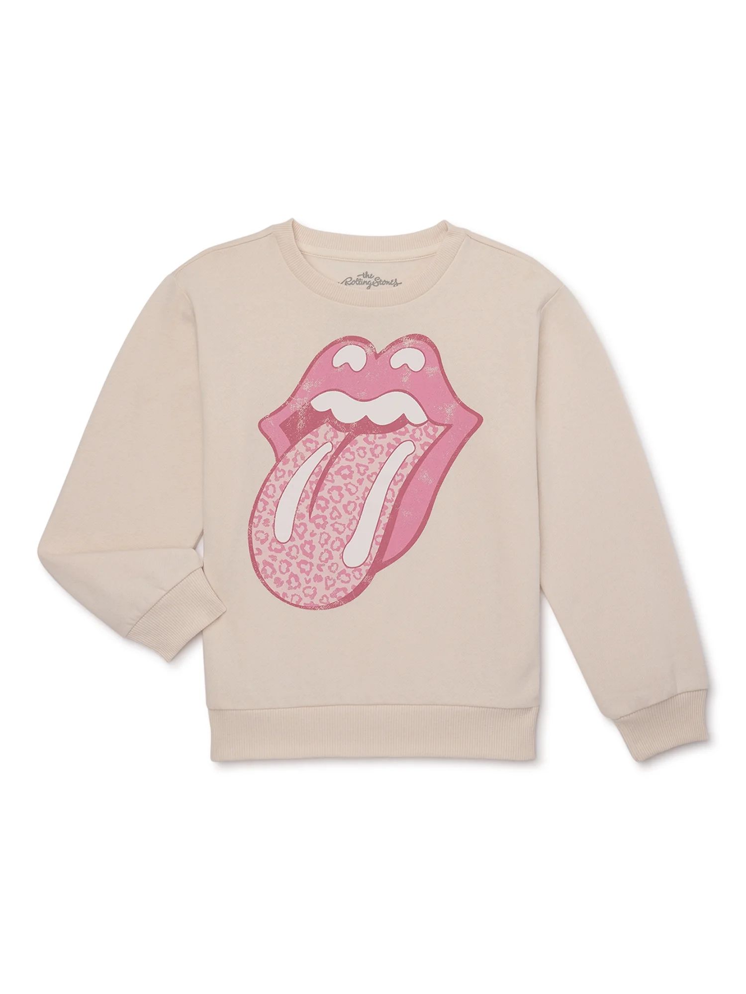 The Rolling Stones Girls Tongue Graphic Crew Neck Sweatshirt, Size 4-16 | Walmart (US)