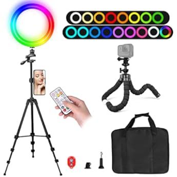Selfie Ring Light, 10 Inch Ring Light with Tripod Stand & Cell Phone Holder, RGB Ring Light for Phon | Amazon (US)