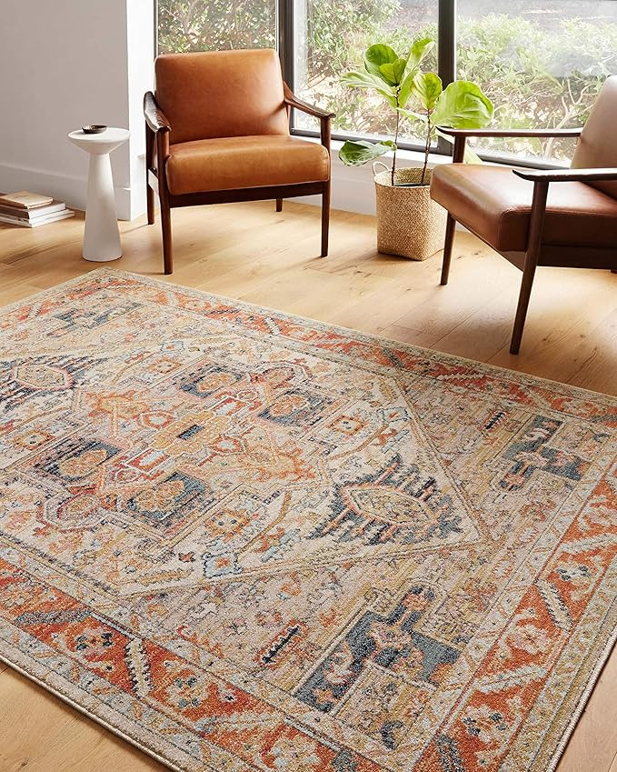 Loloi II Jocelyn Collection JOC-01 Sand/Multi, Transitional 5'-5" x 7'-6" Area Rug | Amazon (US)