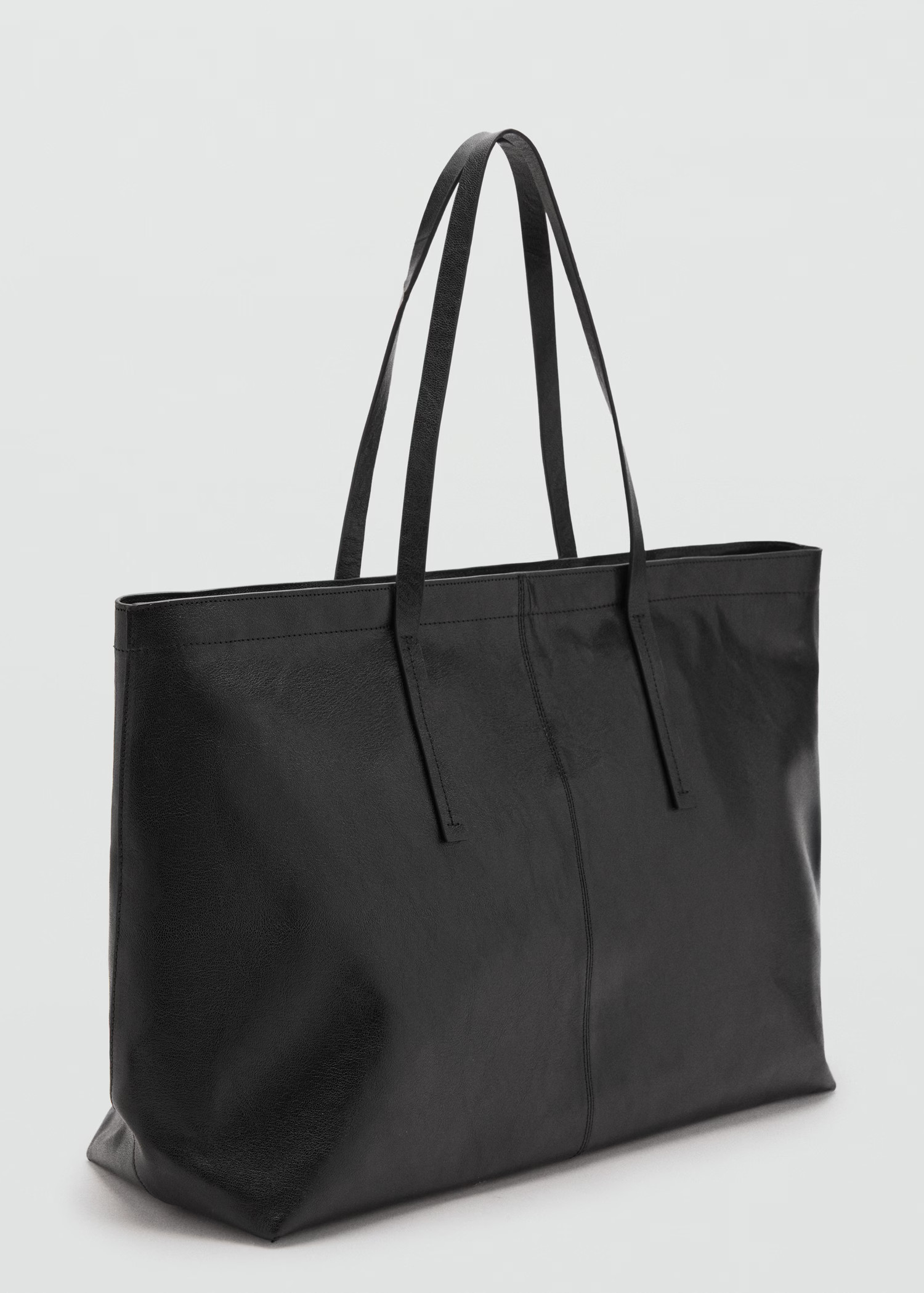 Leather shopper bag | MANGO (UK)