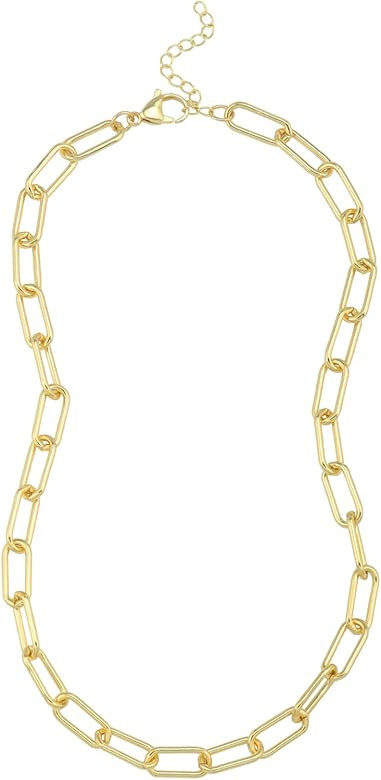 Reoxvo Gold Necklaces for Women 18K Gold Plated Paperclip Link Chain Beaded Ball Chain Snake Chain C | Amazon (US)