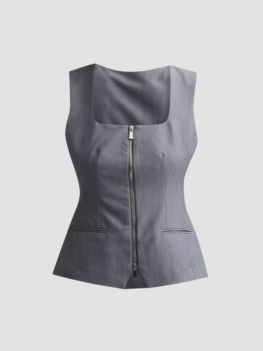 Toccin Women's Yara Zip-Front Vest - Steel - Size 12 | Saks Fifth Avenue