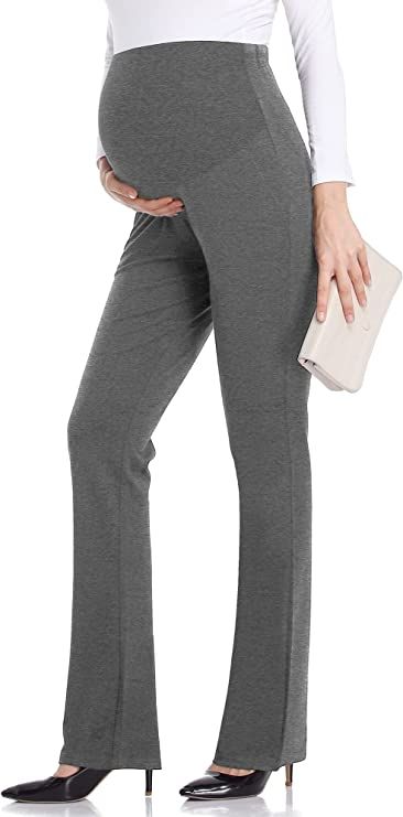 AMPOSH Women's Maternity Work Pants Stretch Over The Belly Straight Leg Pregnancy Dress Pant | Amazon (US)