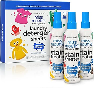 Miss Mouth’s Messy Eater Stain Treater Stain & Suds Duo Pack - 3 Pack Spray and 30 Pack Deterge... | Amazon (US)