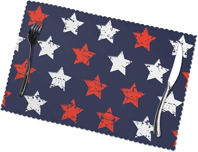 Fourth of July Independence Memorial Day Placemats American Flag Day Patriotic Freedom Stars Tabl... | Amazon (US)