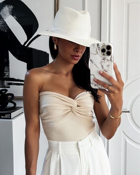 Amazon best sellers on #miamiamine
Amazon strapless knit top 
Amazon wide leg pants
Chic summer outfit 
Neutral summer outfit 

#LTKStyleTip #LTKFindsUnder50 #LTKFindsUnder100