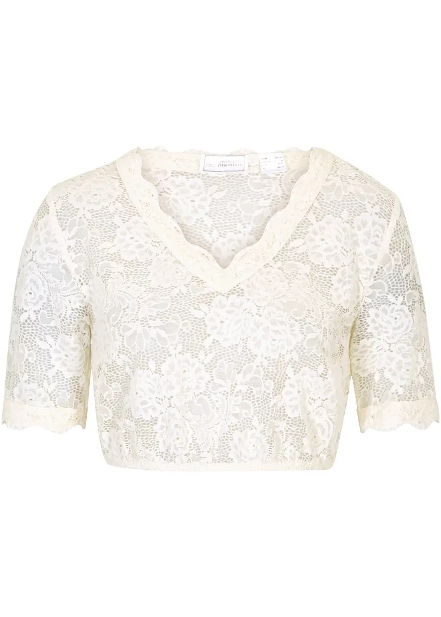 H\u00fcbsche Dirndlbluse mit Blumen-Spitze und halber Arml\u00e4nge - wei\u00df | Bonprix DE