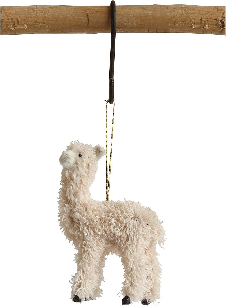 Creative Co-Op Furry Llama Ornament, Cream for Christmas | Amazon (US)