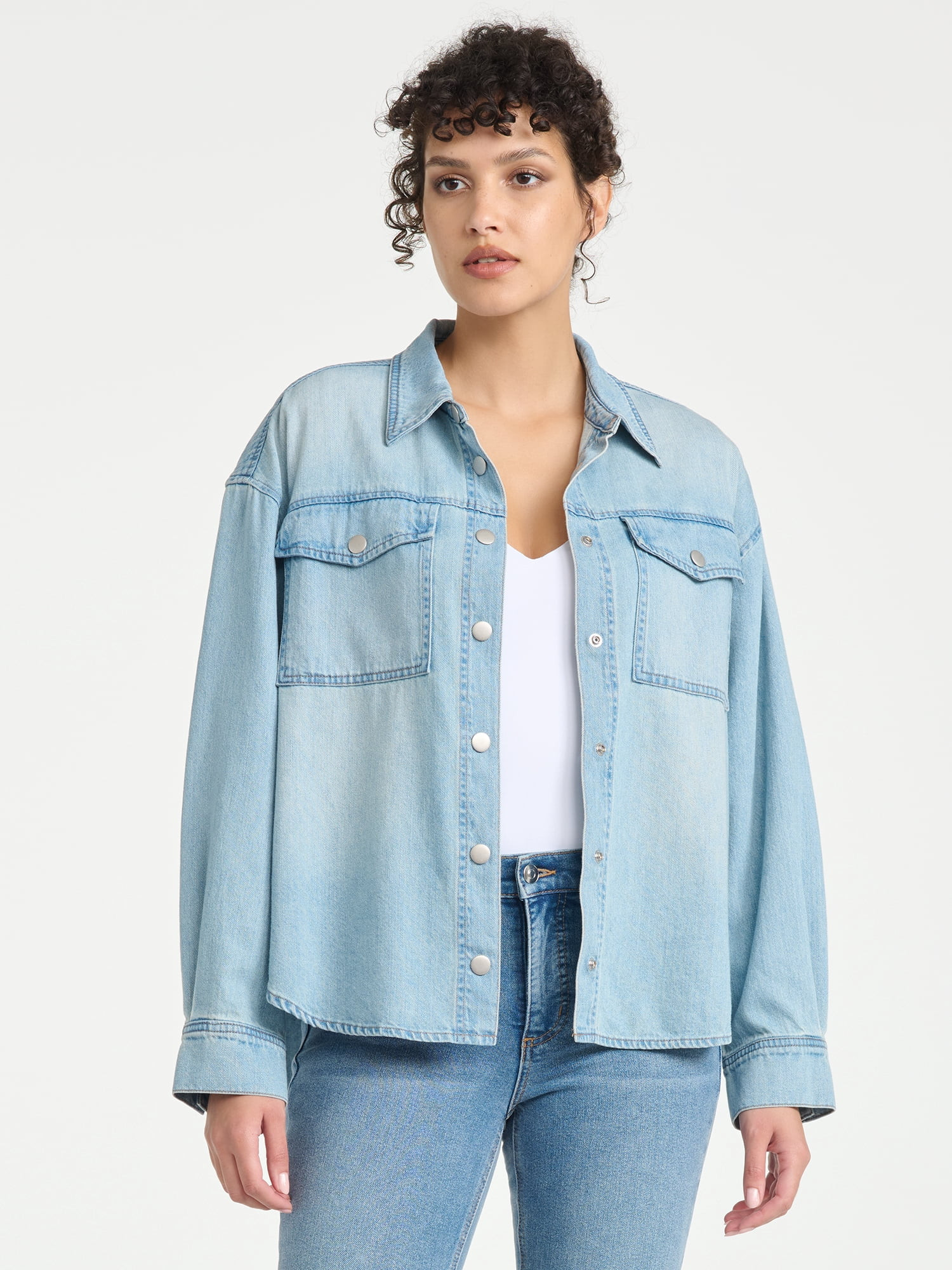 Sofia Vergara Women's Relaxed Boyfriend Shirt, Sizes XS-XXL | Walmart (US)