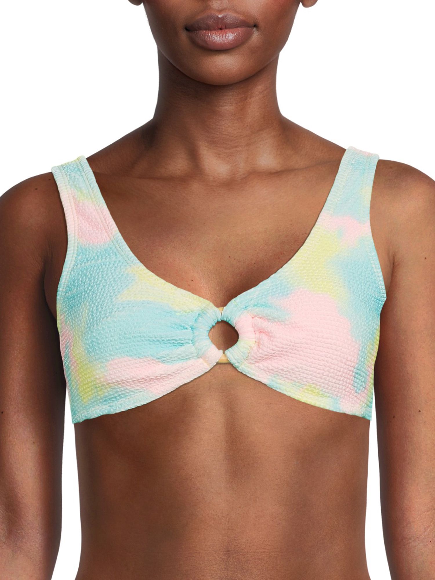 No Boundaries Junior's Tie Dye Print O-Ring Bikini Top | Walmart (US)