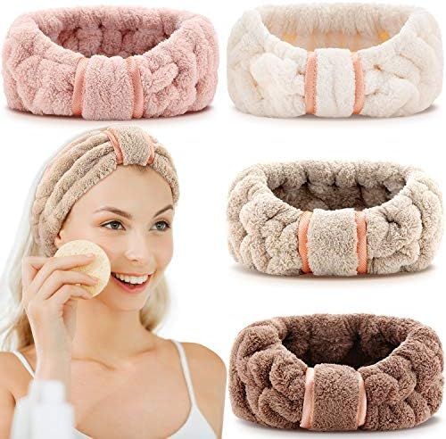 4 Pack Microfiber Headbands Spa Facial Headbands Makeup Headbands Elastic Terry Cloth Head Wrap f... | Amazon (US)