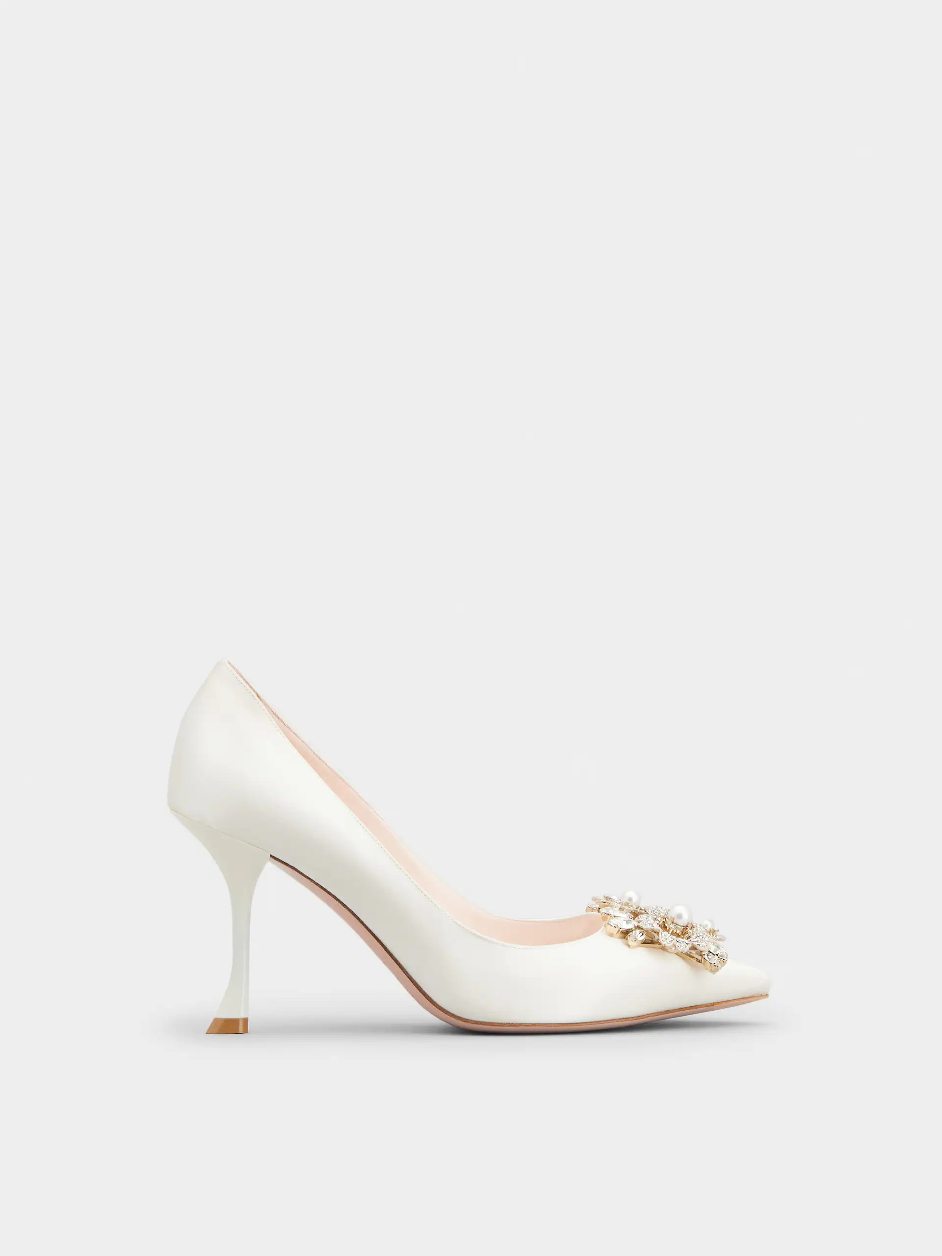 RV Bouquet Strass Pearl Buckle Pumps in Satin | Roger Vivier US