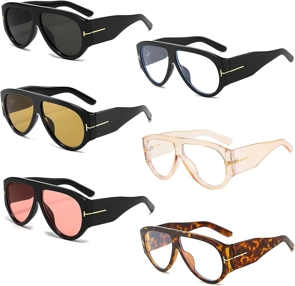 Trendy Oversized Aviator Sunglasses for Women Men Square Thick Frame Large Sun Glasses UV400 Prot... | Amazon (US)