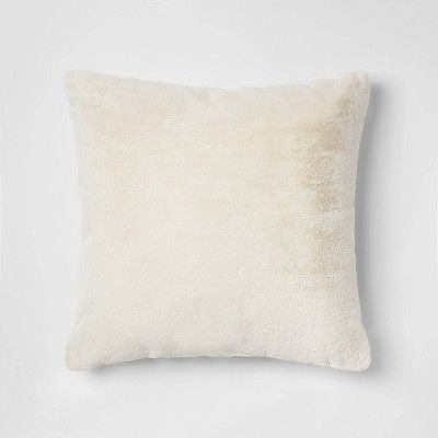 Euro Faux Fur &#38; Linen Throw Pillow Cream - Threshold&#8482; | Target