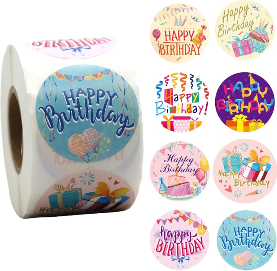 500pcs Happy Birthday Roll Stickers Birthday Balloon Roll Decals Stickers Fun Happy Birthday Gree... | Amazon (US)