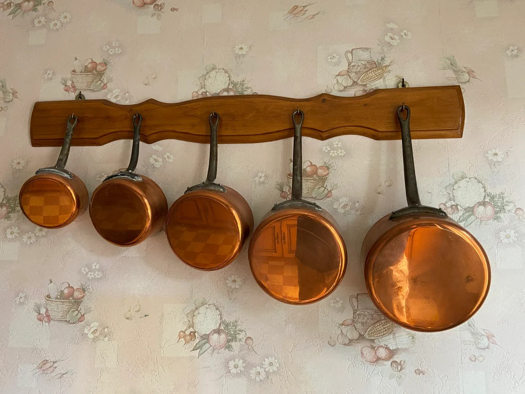 Vintage Paris French Hammered copper pan set-5 copper caseroles | Etsy (US)