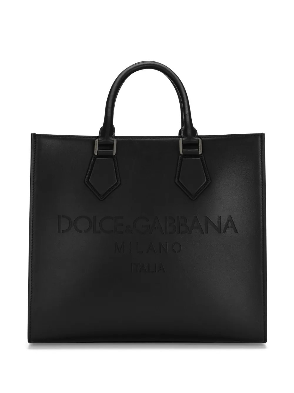 Dolce & Gabbana logo-debossed leather tote bag - Black | Farfetch Global