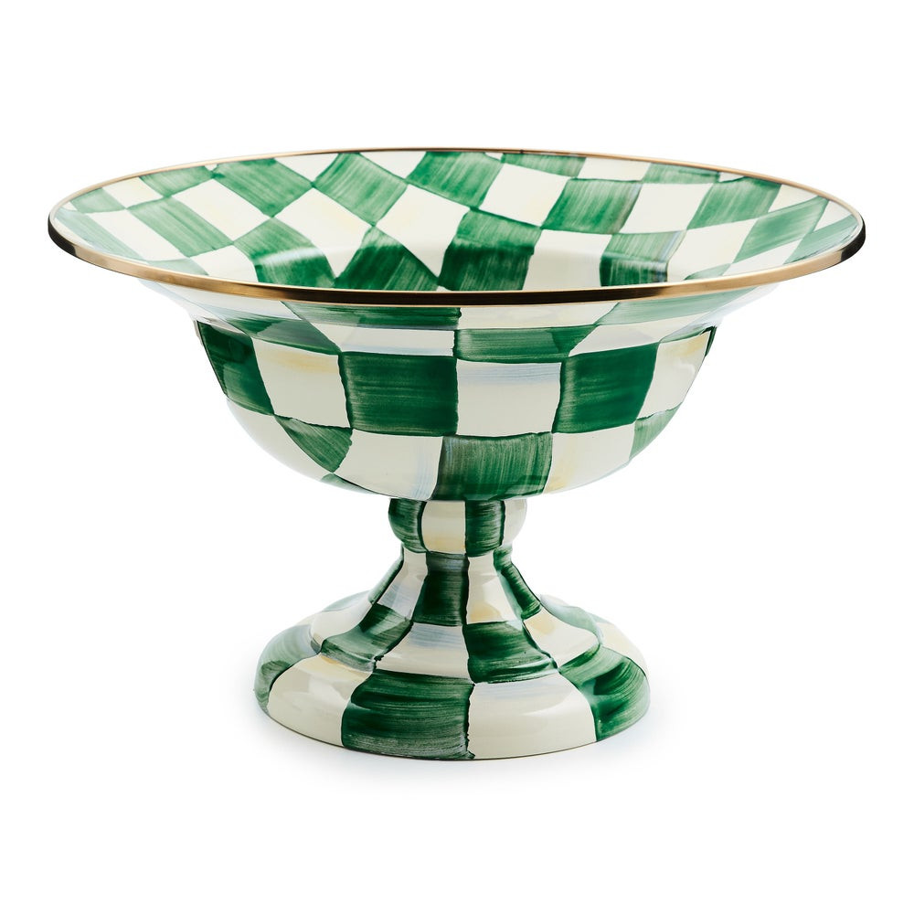 Emerald Check Large Compote | MacKenzie-Childs