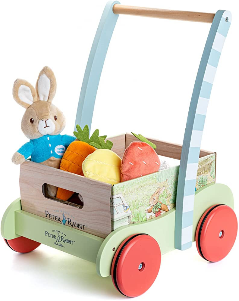 KIDS PREFERRED Beatrix Potter Peter Rabbit Wooden Garden Wagon and Plush Veggie Play Set | Amazon (US)