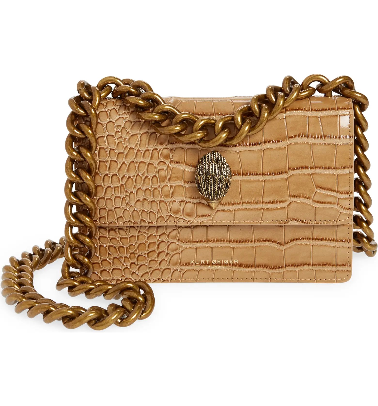 Kurt Geiger London Shoreditch Small Croc Embossed Leather Crossbody Bag | Nordstrom | Nordstrom