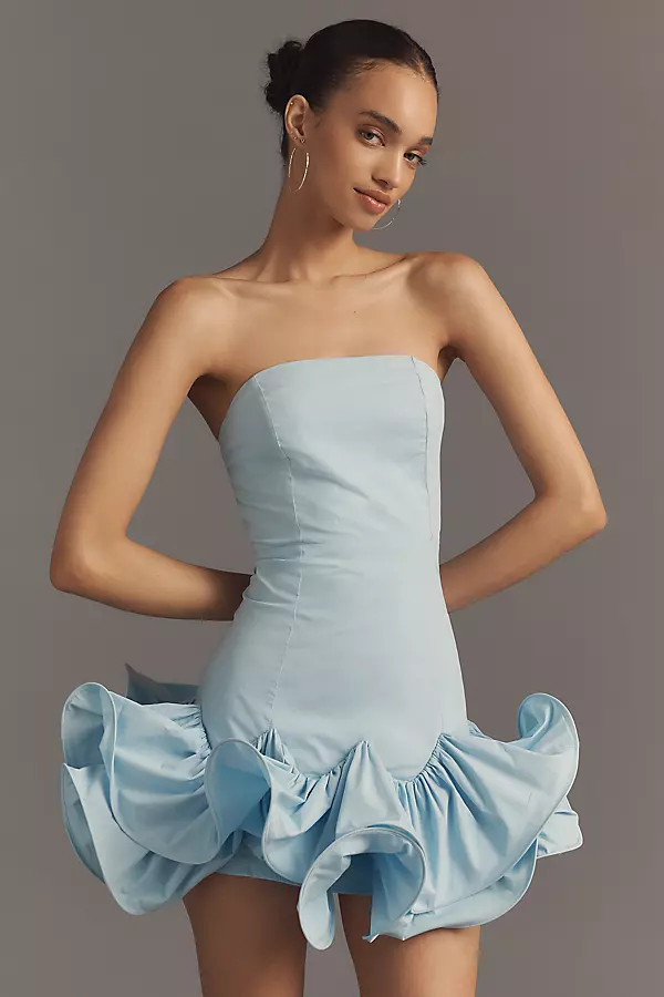 Maeve Strapless Ruffle Mini Dress | Anthropologie (US)
