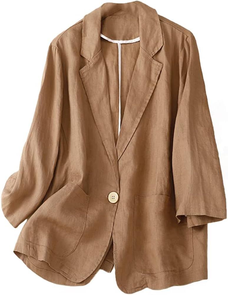 Cotton Linen Blazer Women Suit Jackets for Work Business Casual Lightweight Jacket La... | Amazon (US)