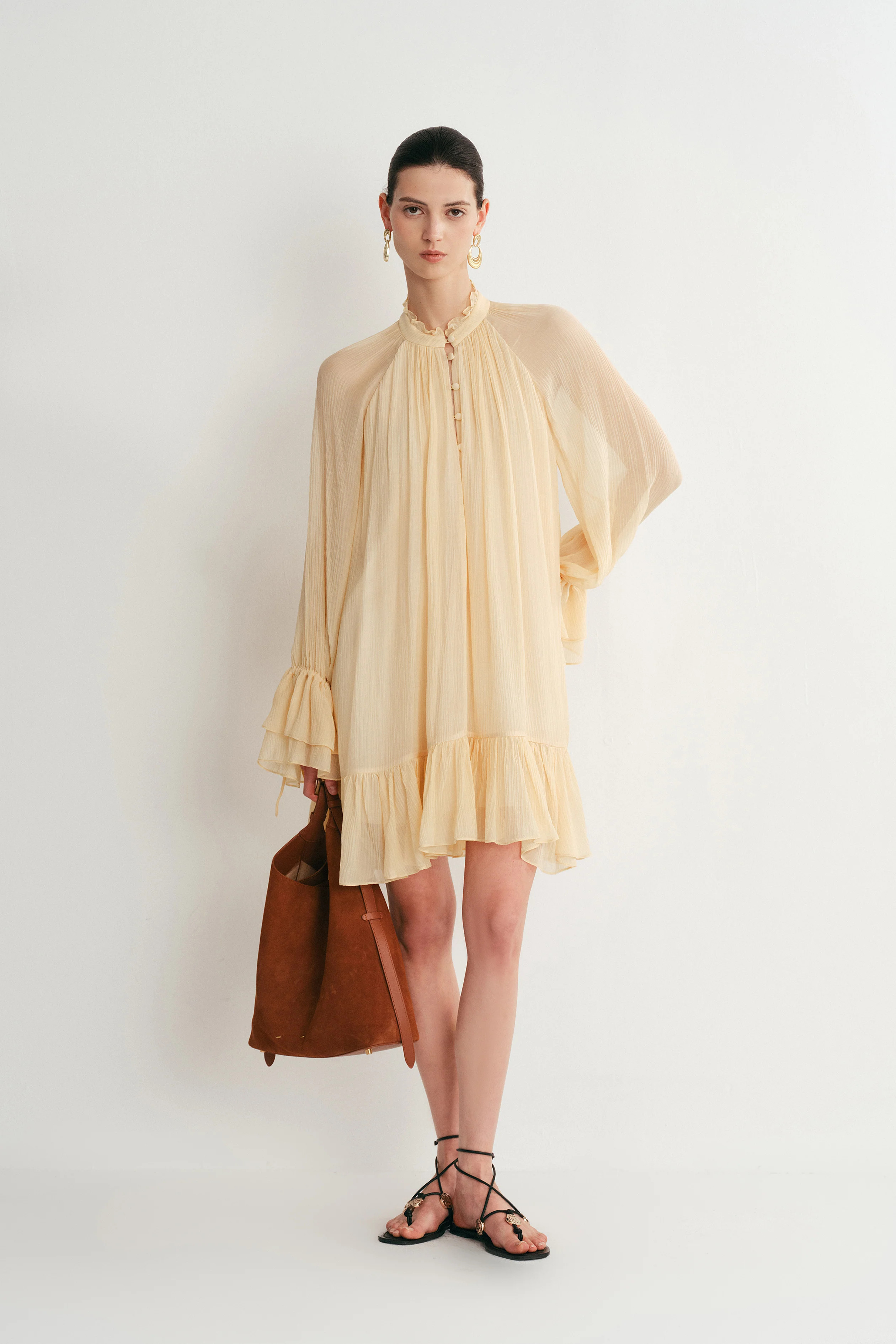 Wendy Ruffle Dress in Silk Crepe | Fabrique