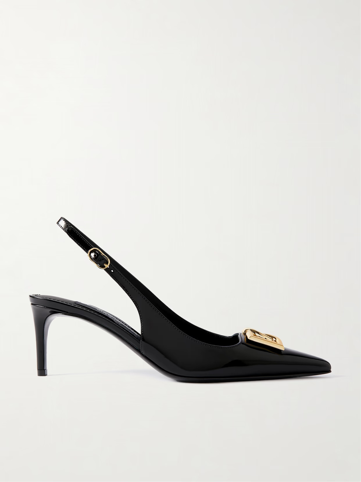 Dolce & Gabbana - Formale Appliquéd Glossed-leather Slingback Pumps - Black | NET-A-PORTER (UK & EU)