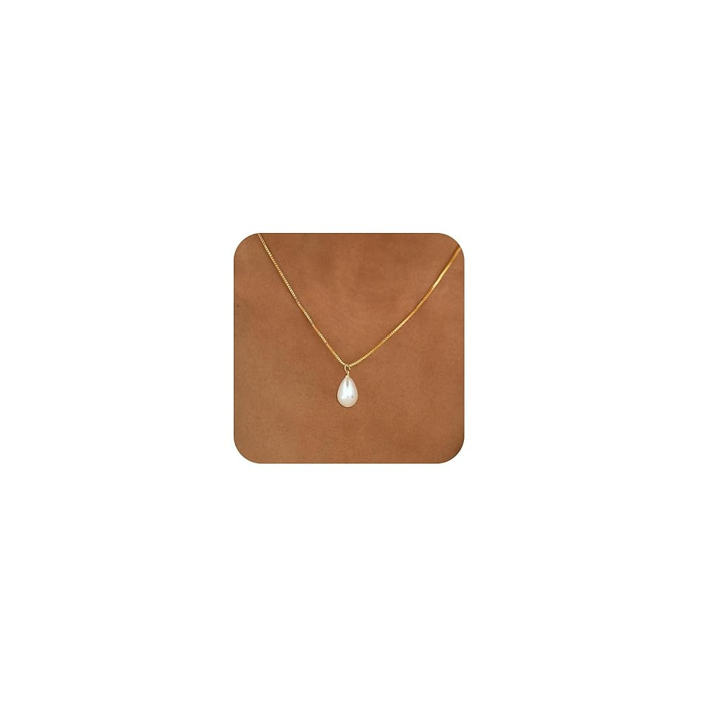 Gold Pearl Necklaces for Women Trendy, Single Pearl Drop Pendant Necklace 14k Dainty Gold Necklac... | Amazon (US)