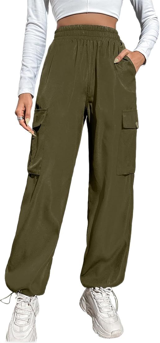 BMJL Womens Cargo Pants Wide Leg Hiking Pants Y2K High Waisted Baggy Pants Parachute Trendy Pants... | Amazon (US)
