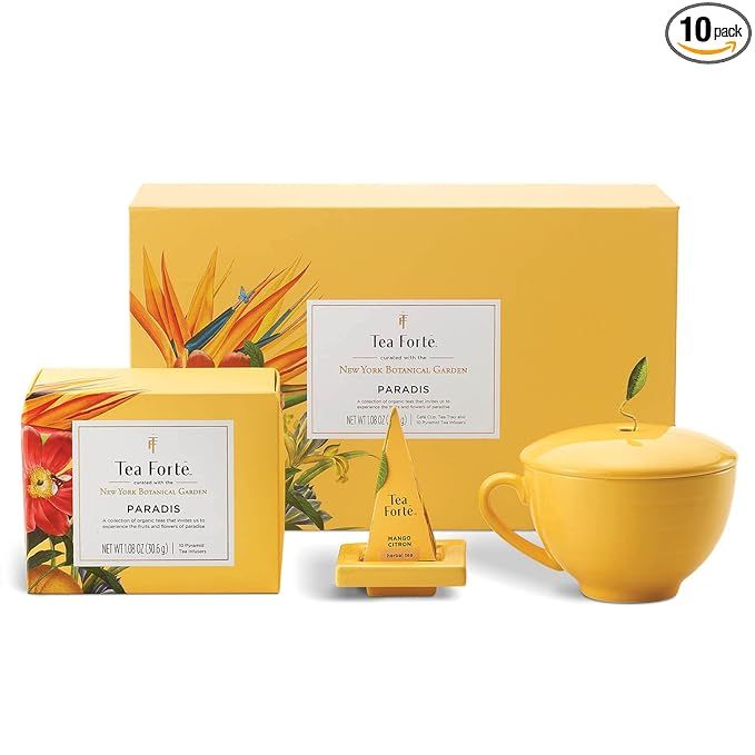 Tea Forte Paradis Gift Set with Cafe Cup, Tea Tray and 10 Handcrafted Pyramid Tea Infuser Bags | Amazon (US)
