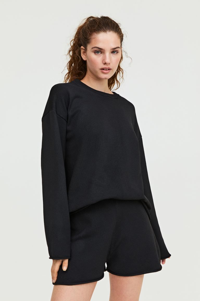 Fine-knit Shorts - Black - Ladies | H&M US | H&M (US + CA)