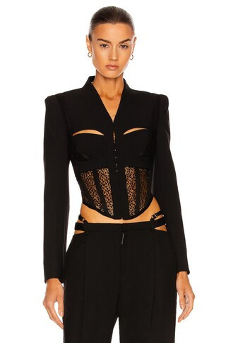 Dion Lee Suspended Lace Bustier Jacket in Black | FWRD 