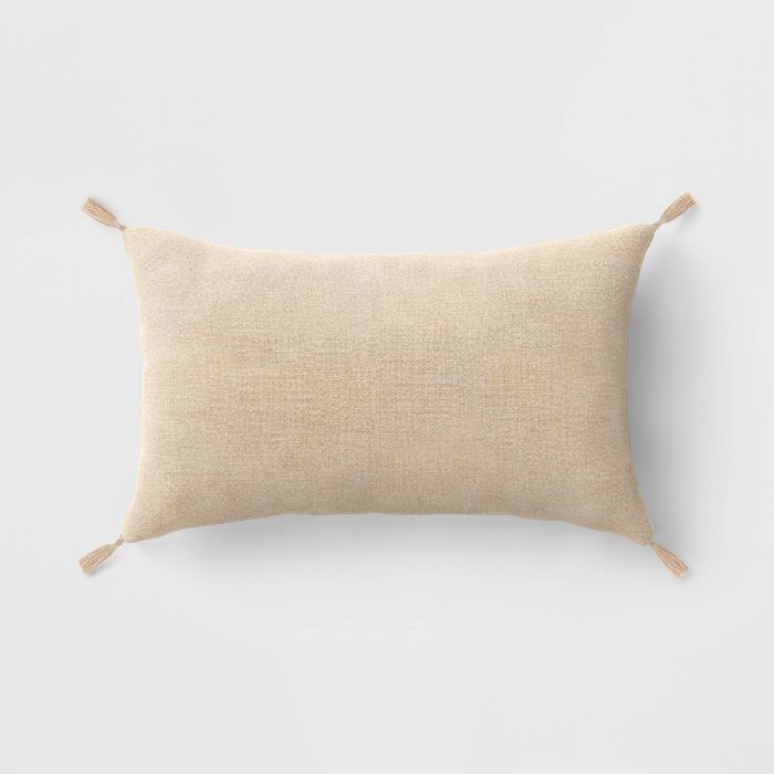 Washed Linen Lumbar Throw Pillow with Tassels - Threshold™ | Target