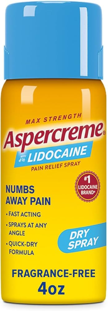 Aspercreme Max Strength Lidocaine Pain Relief Dry Spray 4 oz. Odor Free | Amazon (US)
