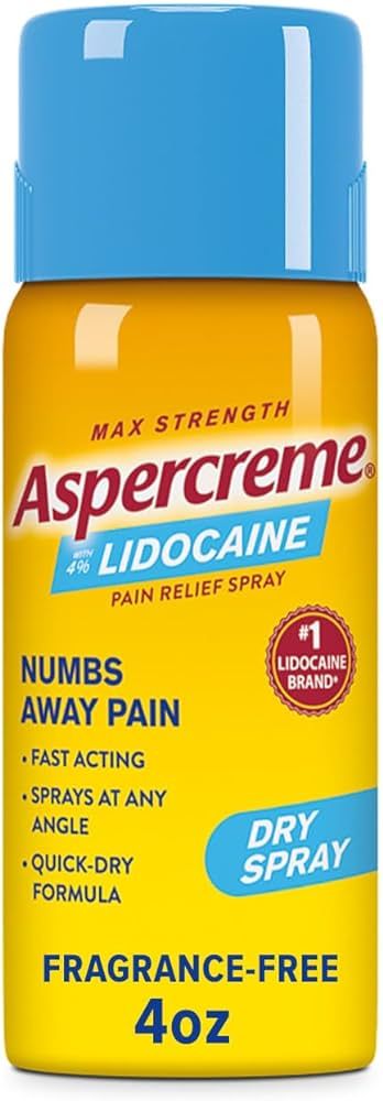 Aspercreme Max Strength Lidocaine Pain Relief Dry Spray 4 oz. Odor Free | Amazon (US)