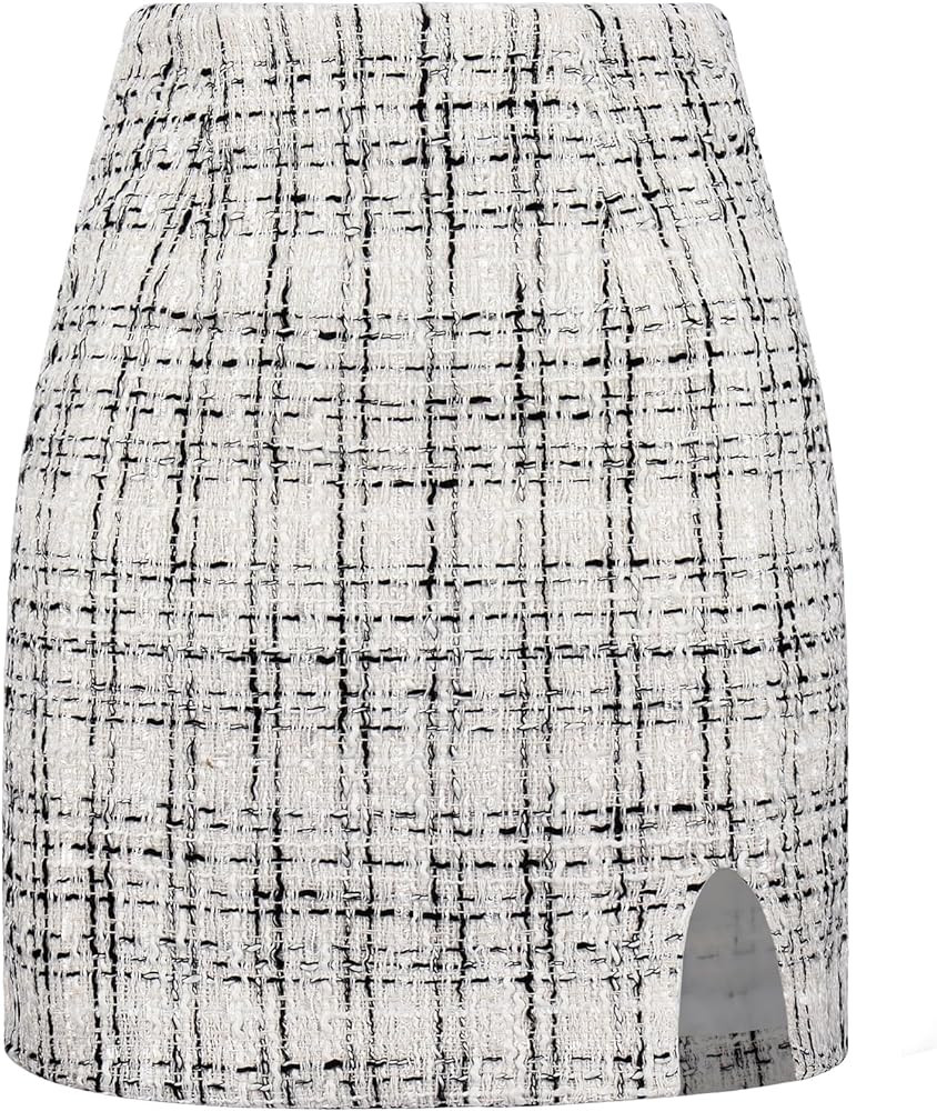 Ibeauti Women's High Waist Plaid Skirt Side Split Bodycon Pencil Mini Skirt | Amazon (US)