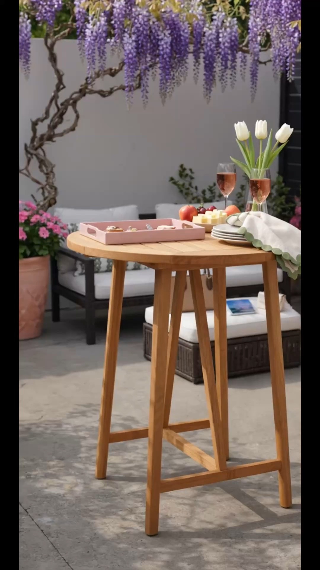 A summer soirée, laid-back and elevated. ✨

A high dining table instantly creates a more social, relaxed entertaining space—perfect for cocktails, small bites, and effortless conversation without the formality of a full dining setup.

Styled with entertaining essentials, a floral serving tray, and fresh blooms, this outdoor moment is made for long summer afternoons that turn into golden evenings.

Featuring:
• Teak high dining table
• Outdoor sofa
• Outdoor coffee table
• Entertaining essentials

Because the best summer gatherings are the ones that feel easy.

#SummerSoiree #OutdoorEntertaining #OutdoorLiving #PatioSeason #BackyardInspiration #HighDiningTable #OutdoorSofa #OutdoorCoffeeTable #EntertainingEssentials #ModernClassic #AlfrescoDining #SummerHosting

#LTKdayinmylife #LTKHome #LTKSaleAlert