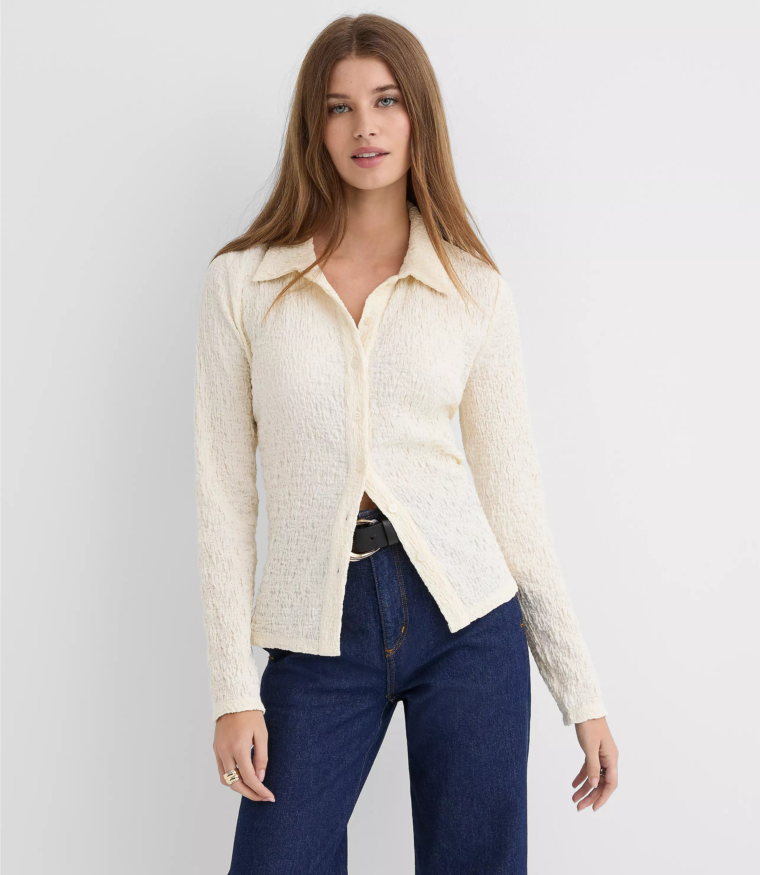 Puckered Knit Shirt | LOFT