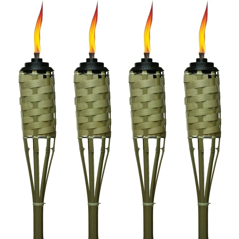 TIKI Brand Weather Resistant 4-Pack 57 inch Tiki Torch Bamboo Brown | Walmart (US)