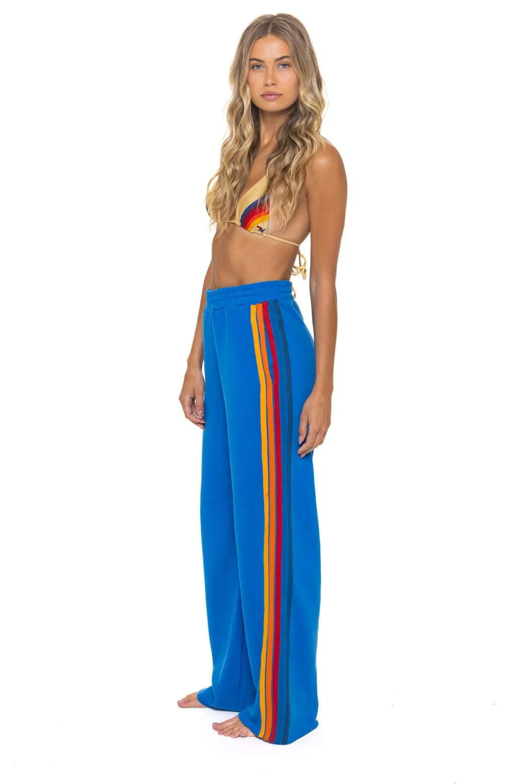 5 STRIPE WIDE LEG POCKET SWEATPANTS - OCEAN | Aviator Nation