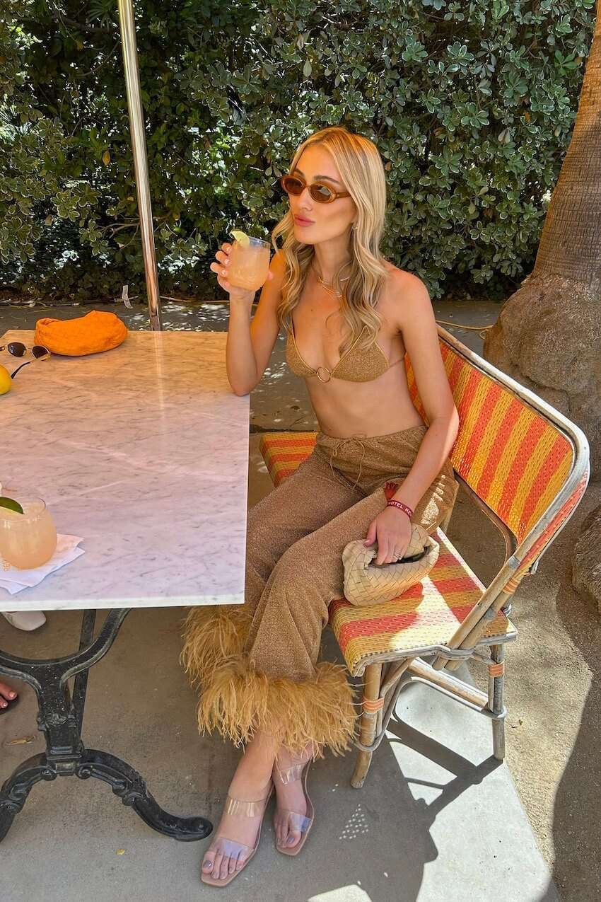 Obsessed with this pool look! Wearing a medium in bikini & pants, both run small.
Tags: oseree swim, gold bikini, feather pants, vacation outfit, resort wear, matching swim set, beach to bar look, luxury swimwear, poolside glam, summer outfit inspo, ltk swim

#LTKSwim