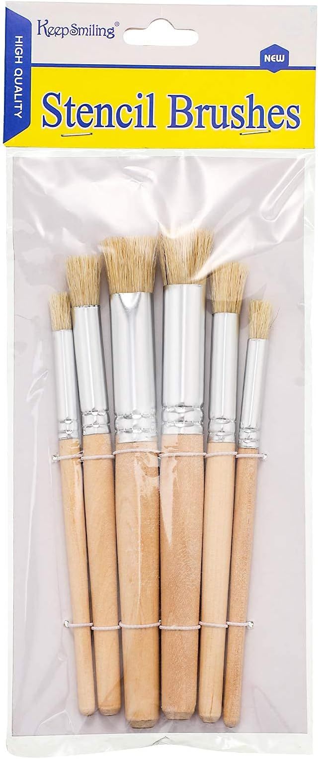 Wooden Stencil Brushes Natural Stencil Bristle Brushes Dome Art Painting Brushes Wood Paint Templ... | Amazon (US)