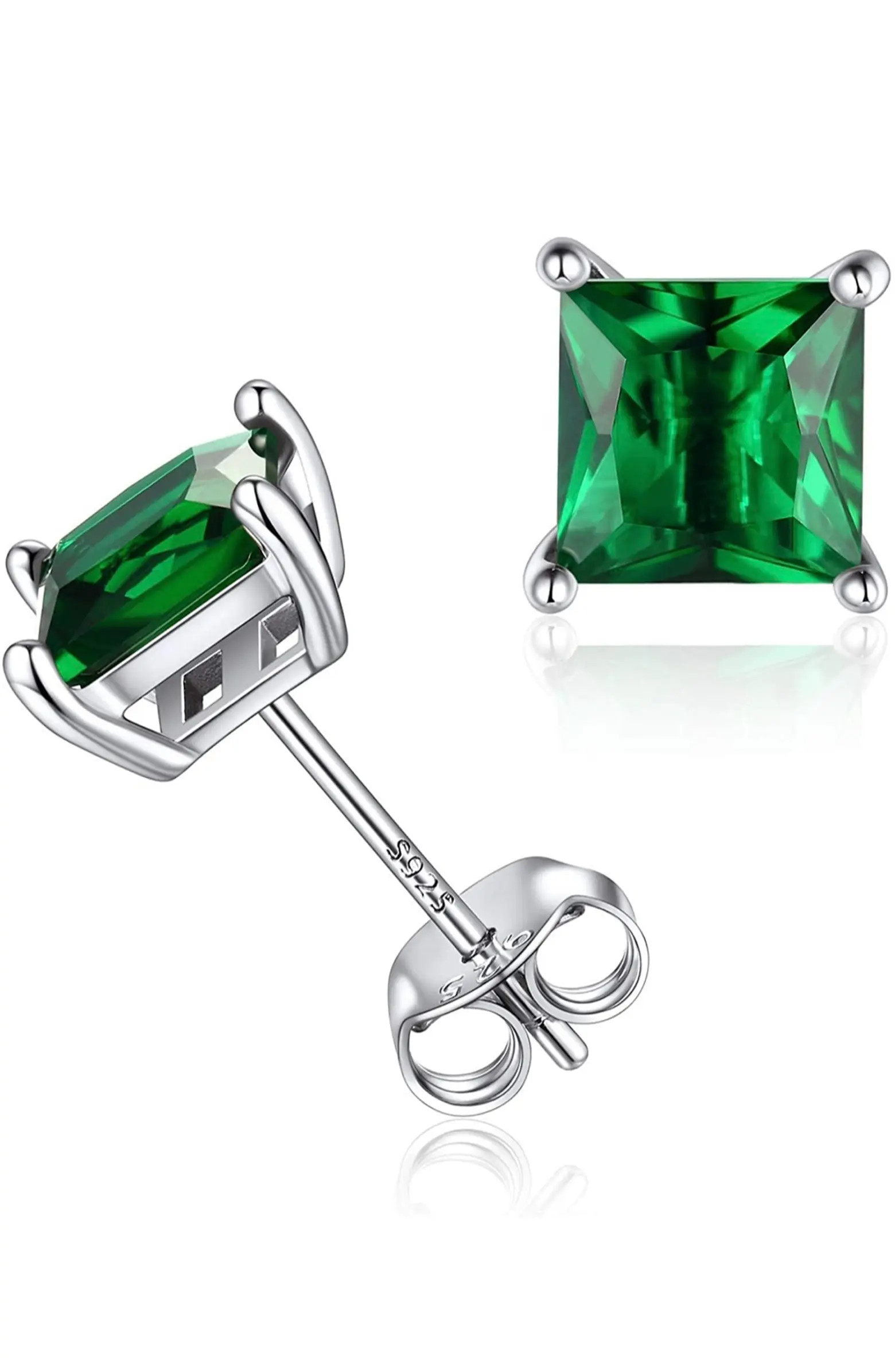 Sterling Silver Green Square Studs | Nordstrom