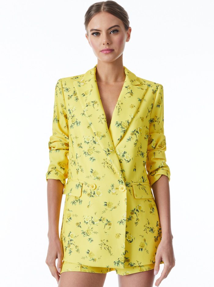 JUSTIN ROLLED CUFF DOUBLE BREASTED BLAZER | Alice + Olivia