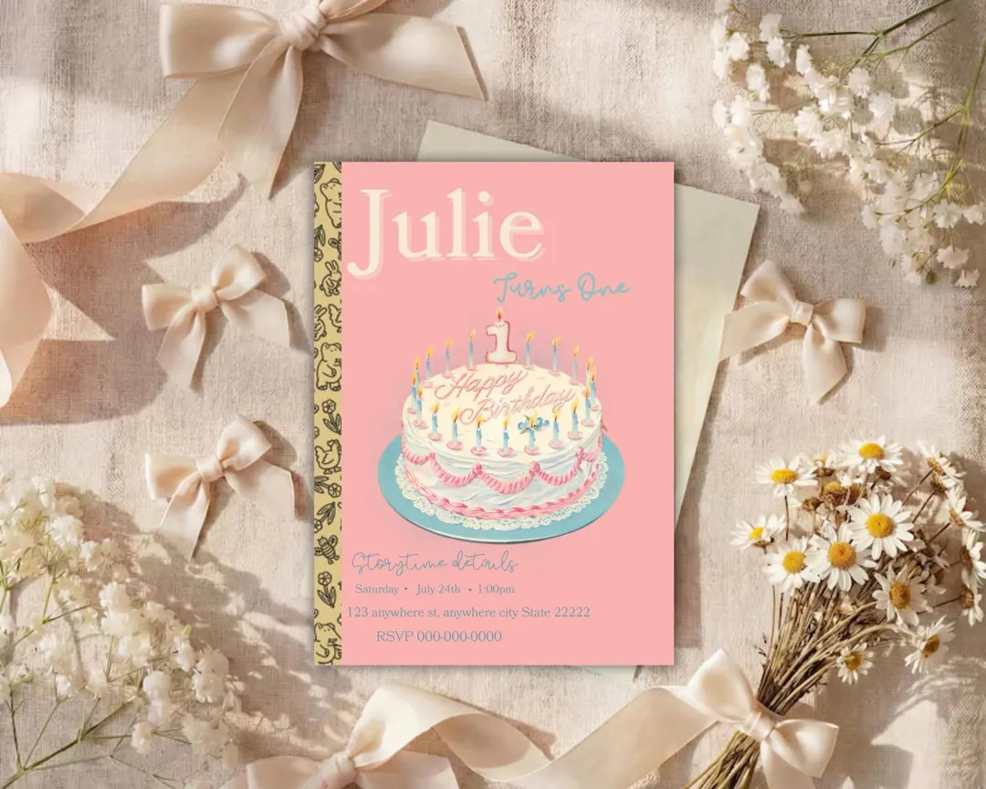 Pink Little Golden Book Birthday Invitation: Editable Canva Template - Etsy | Etsy (US)