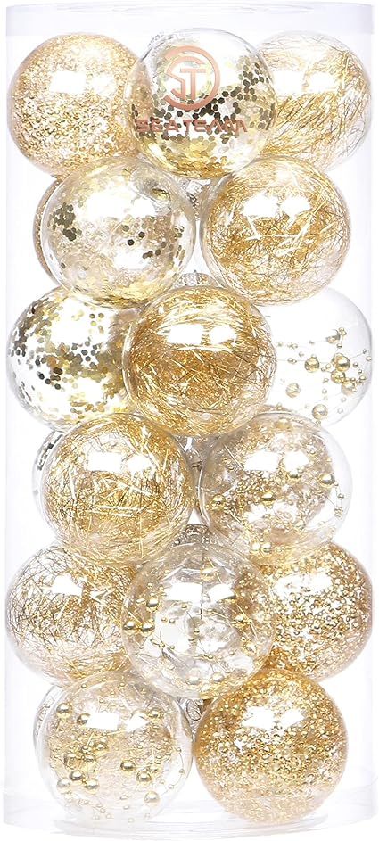 Sea Team 70mm/2.76" Shatterproof Clear Plastic Christmas Ball Ornaments Decorative Xmas Balls Bau... | Amazon (US)