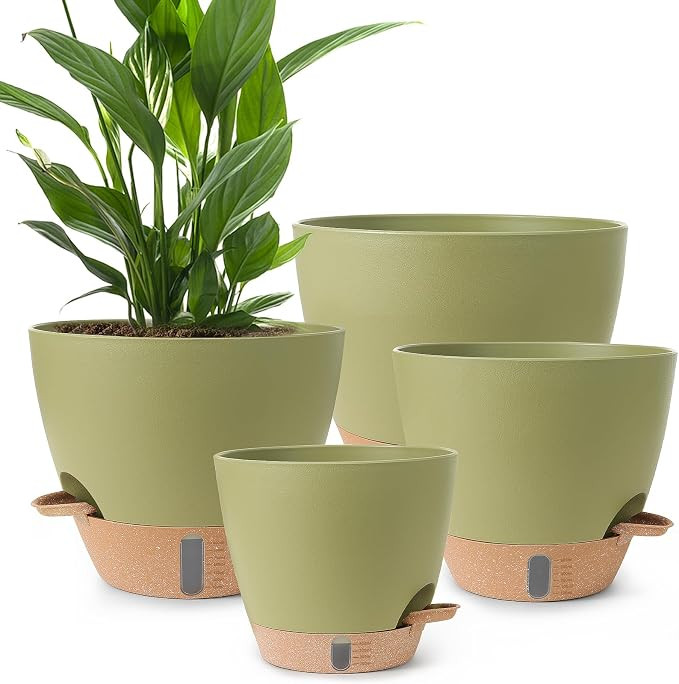 Self Watering Pots for Indoor Plants 12/10/9/8 Inch Large Plastic Self Watering Flower Pots Indoo... | Amazon (US)